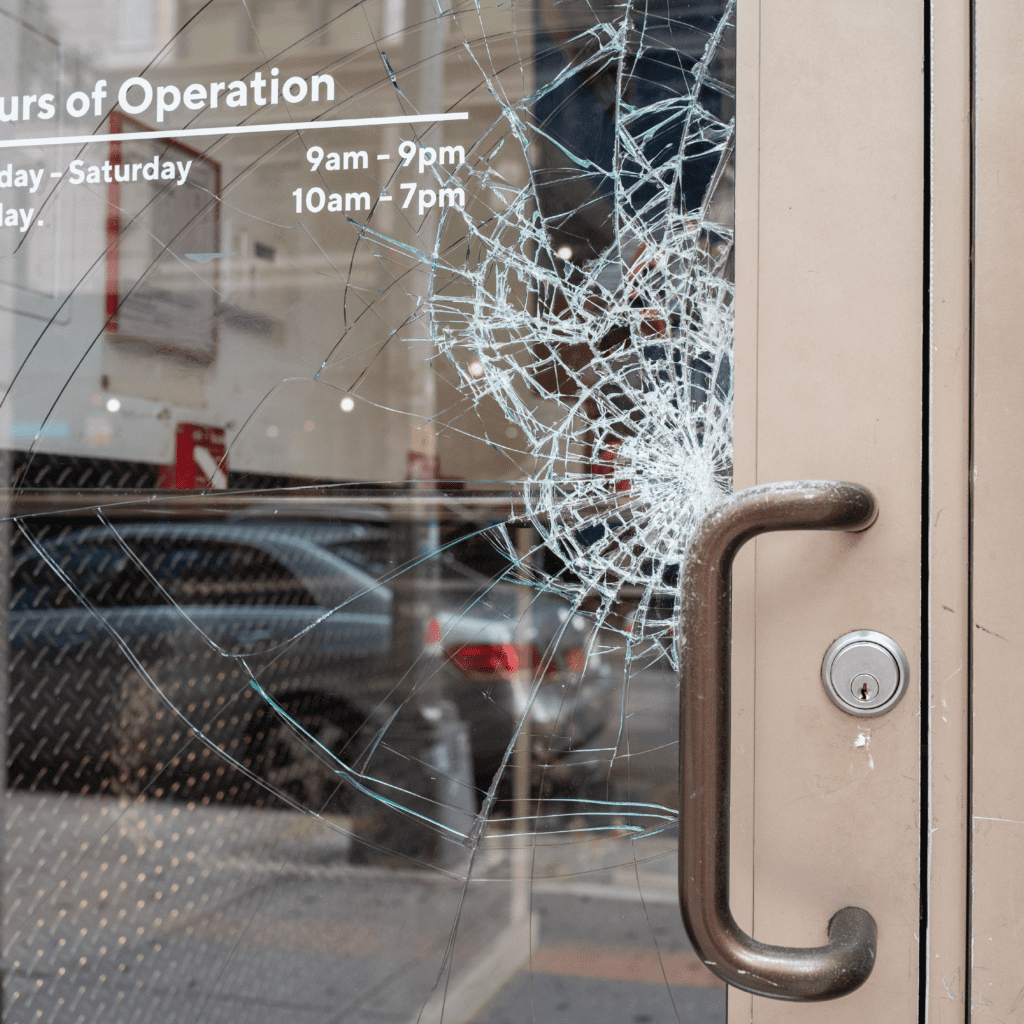 security window film in action on a store front door