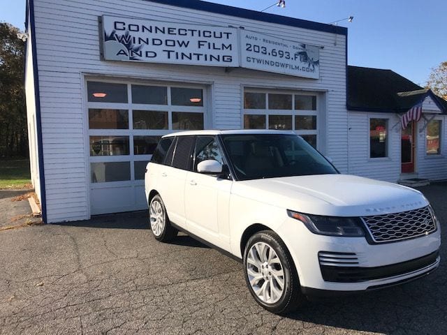 White range rover with window film applied